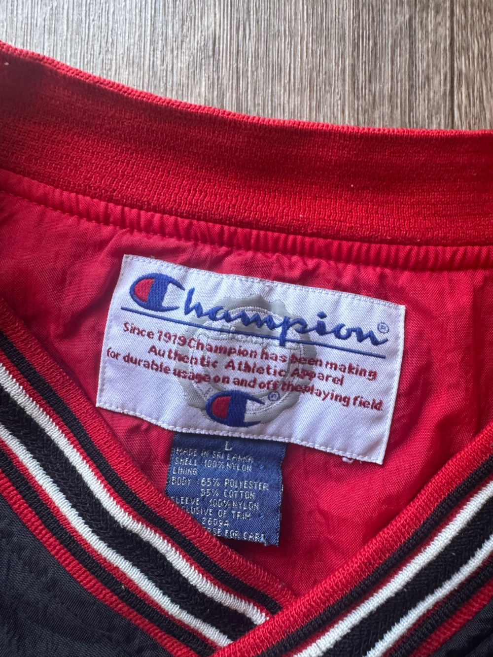 Vintage Ohio State Champion Red and Black Striped Collar Windbreaker - Picture 3 of 8